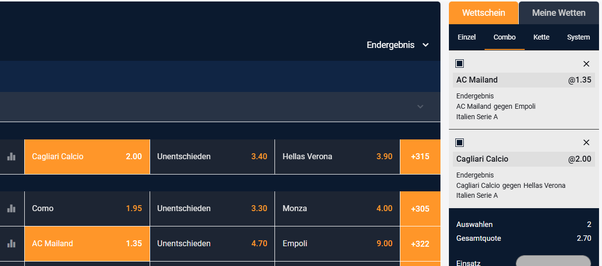 Screenshot von einem Wettschein bei Grandwin.