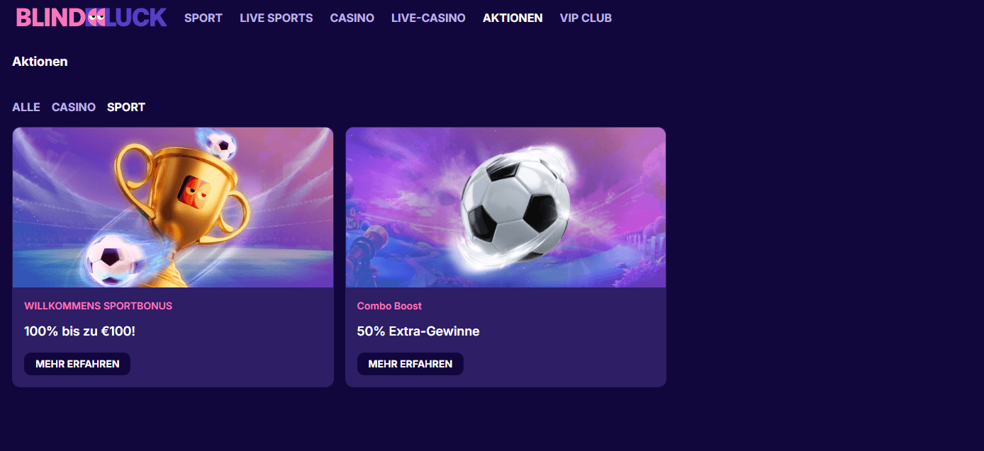 Bonusangebote bei Blindluck