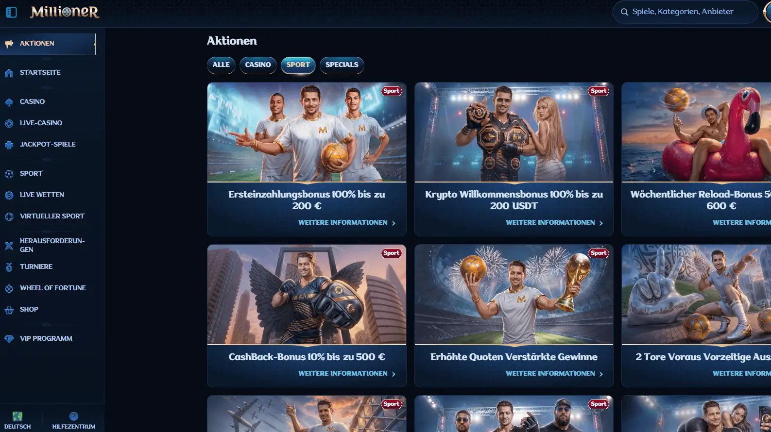 Bonusaktionen bei Millioner