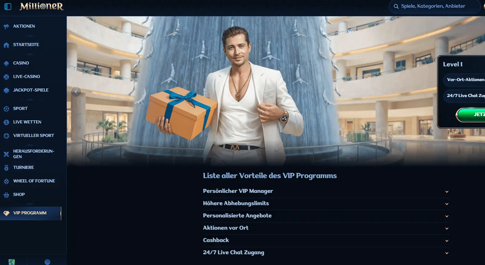 VIP-Programm bei Millioner