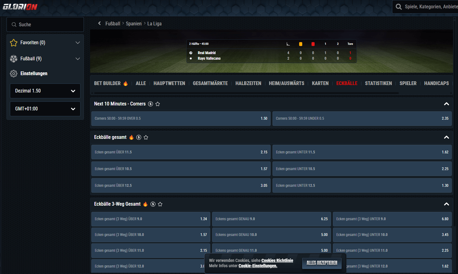 Livewetten bei Glorion