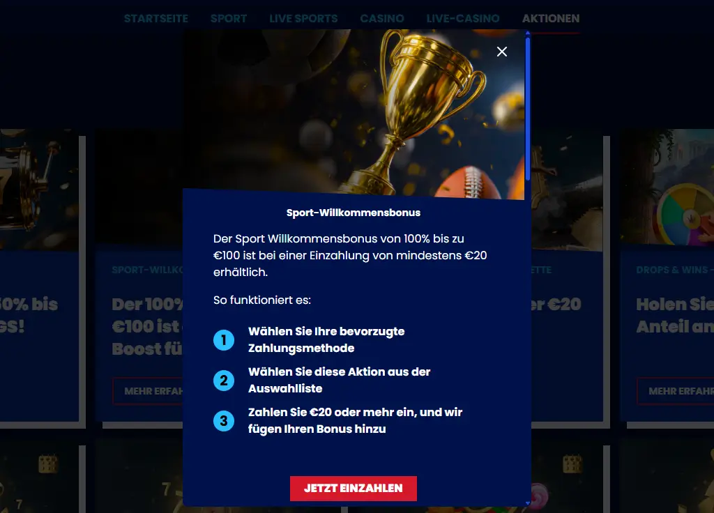 Sport Willkommensbonus bei BetNFlix