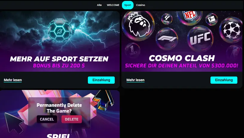 Bonusaktionen bei CosmoBet