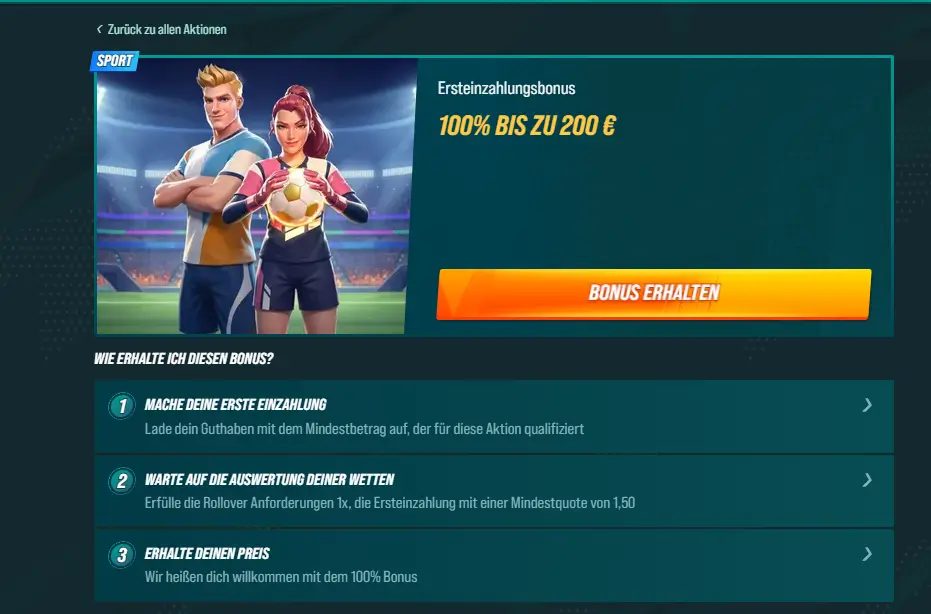 Sportwillkommensbonus bei Golisimo