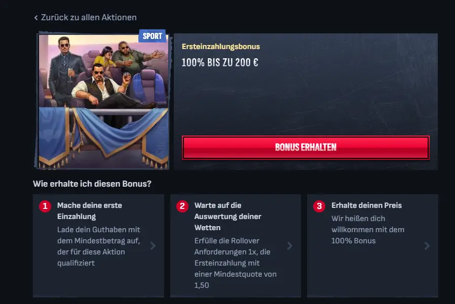 Sport Ersteinzahlungsbonus im MafiaCasino